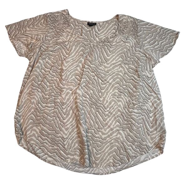 Torrid Blouse Womens 1X Zebra Print All Over Boho Funky Shirt Relaxed V Neck Top - Picture 7 of 10